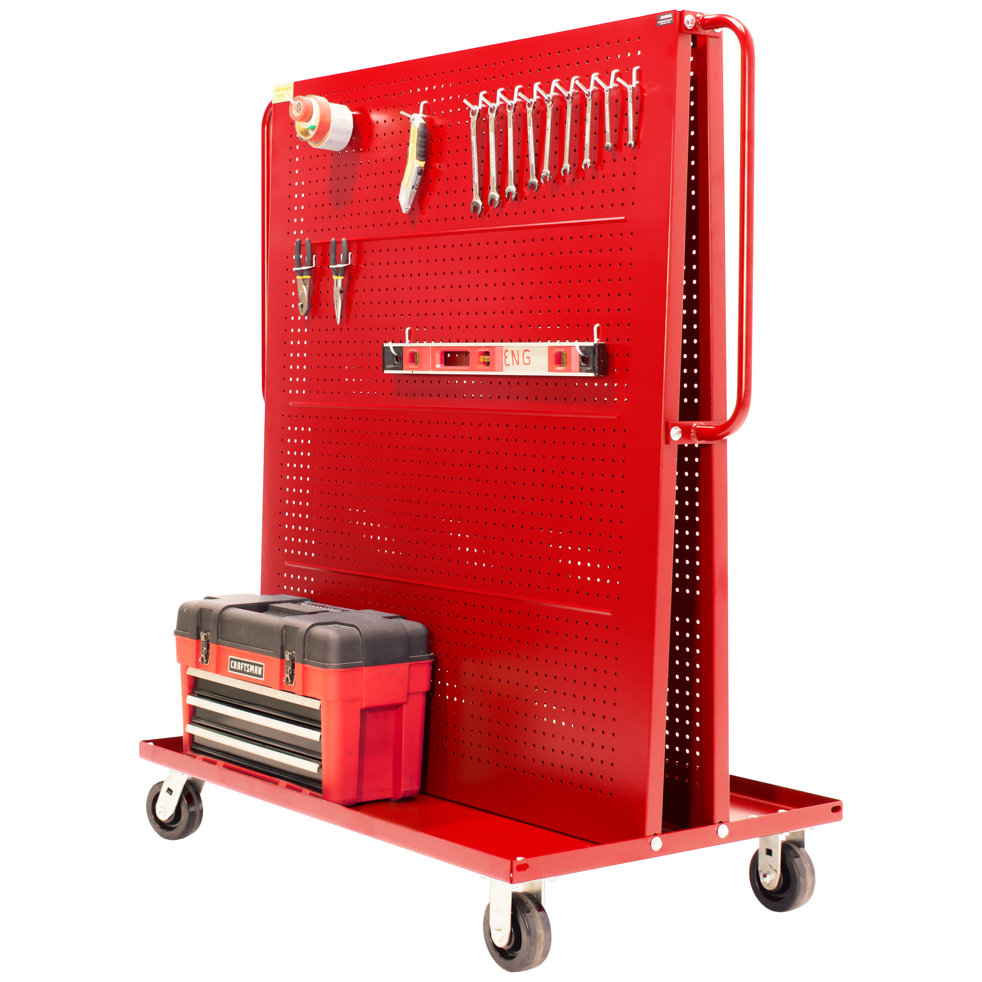 Valley Craft, Bin Tool A-Frame Cart, Pegboard Panels, Total Capacity 1000 lb, Material Steel, Model# F89546R